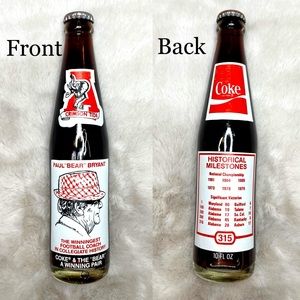 *Vintage* (1) Coke Bottle 1979 Paul “BEAR” Bryant Full 10 Oz. NEW/Unopened